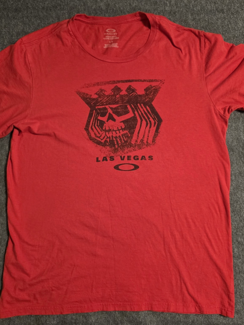 Oakley Red Las Vegas Skull Graphic Short Sleeve Tee